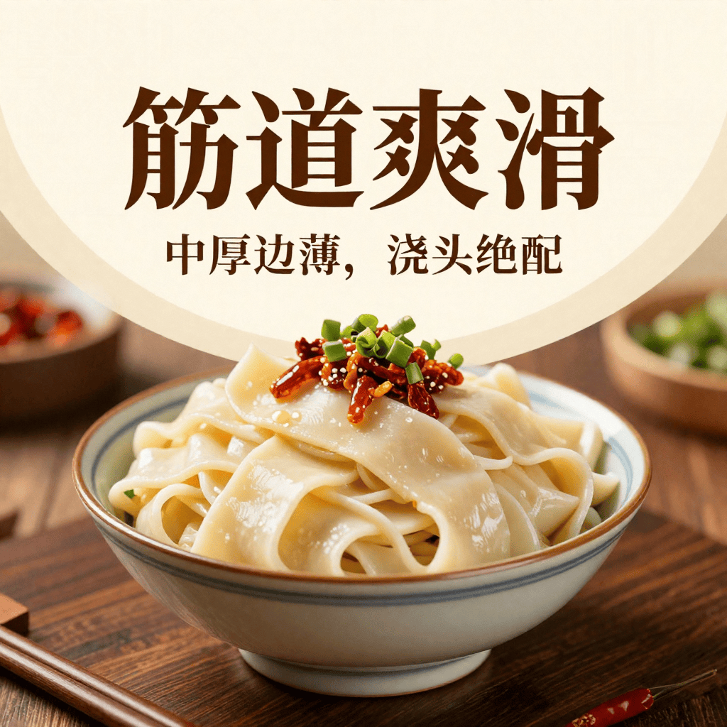 刀削面的“筋道爽滑”：中厚边薄，浇头绝配！