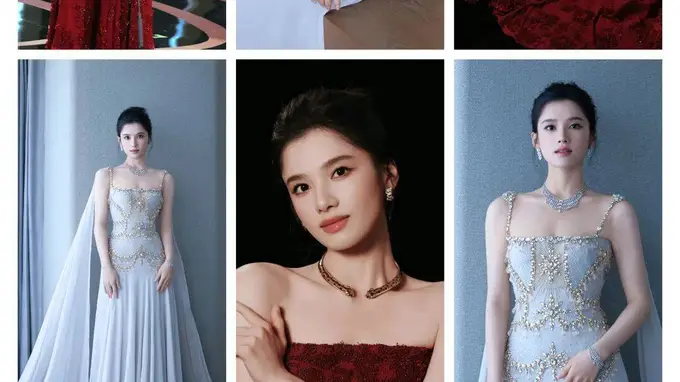 张婧仪礼服两套封神 清冷月白与明艳红玫瑰造型尽显穿搭巧思