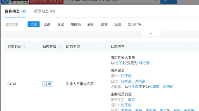 张雪峰女儿接手三家公司 老伴任峰学蔚来董事