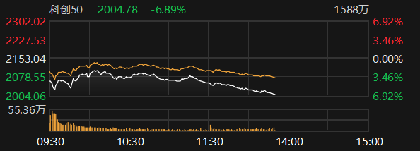 科创50指数盘中跌近7%