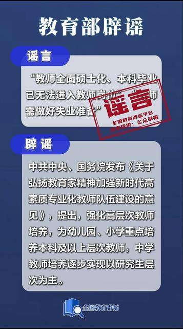 网传“教师全面硕士化”系谣言