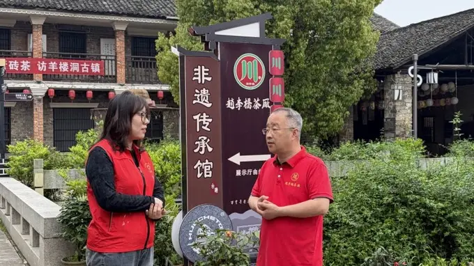 湖北赤壁青砖茶非遗活起来 志愿红助力茶乡夏茶抢收