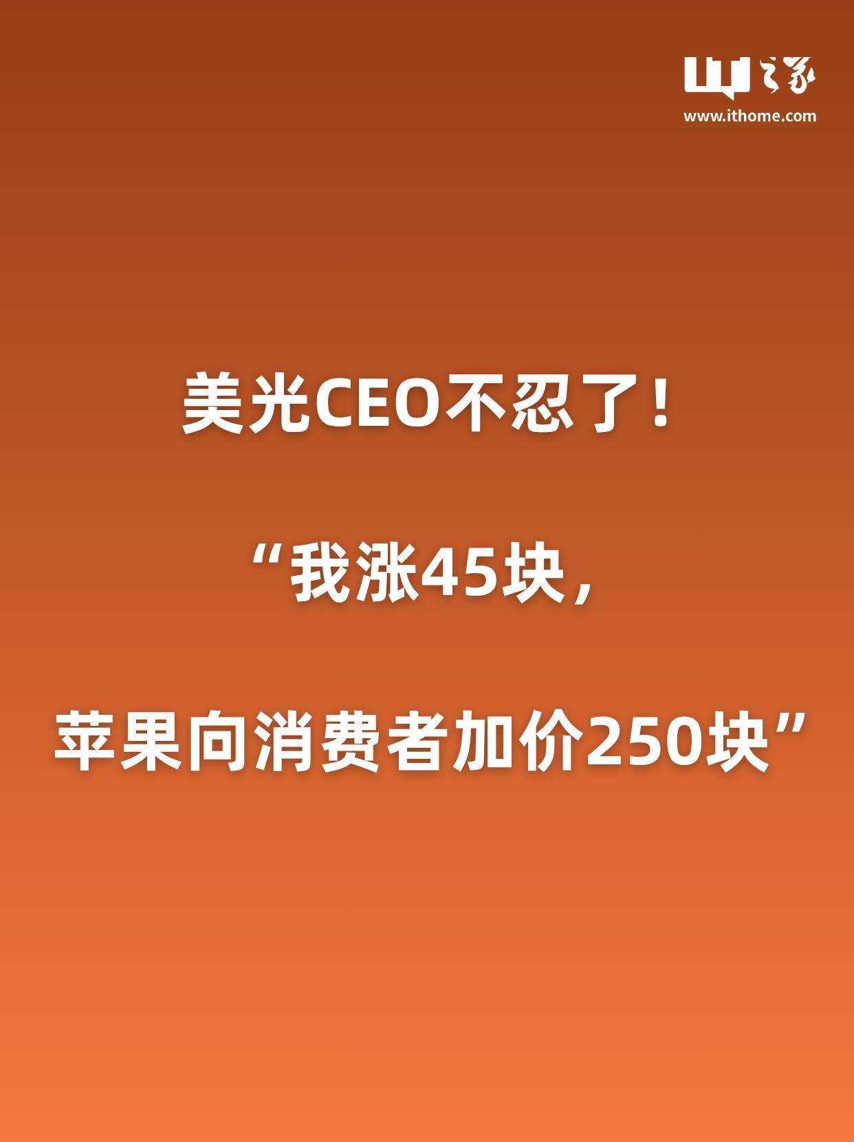 曝美光CEO吐槽：我芯片涨45元，苹果加价250