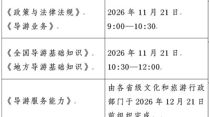 2026年全国导游资格考试启动，文旅部办公厅发布官方报名通知