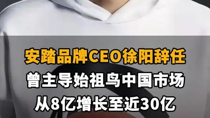 【安踏品牌CEO徐阳辞任，曾主导始祖鸟中国市场从8亿增长至近30亿】