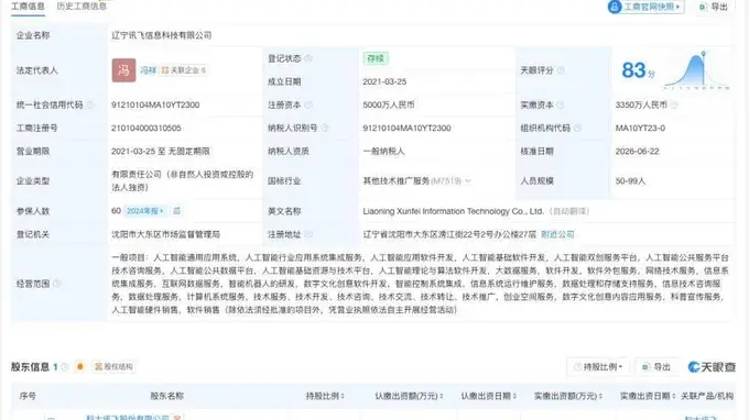 科大讯飞旗下信息科技公司变更负责人