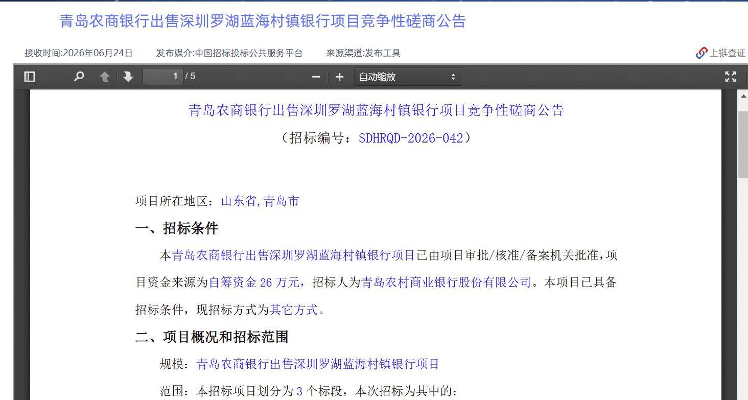 多项招标工作落地 深圳罗湖蓝海村镇银行重组改革进入实操期