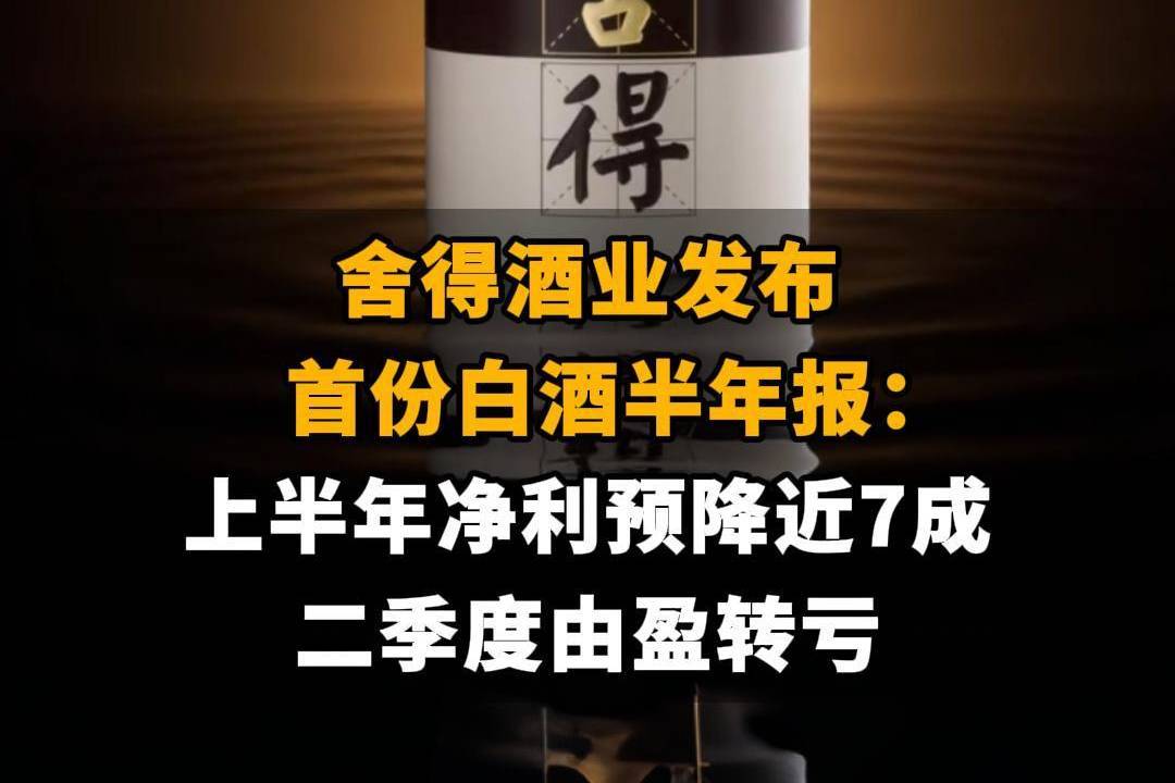 【舍得酒业发布首份白酒半年报：上半年净利预降近7成，二季度由盈转亏】
