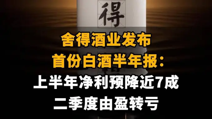 【舍得酒业发布首份白酒半年报：上半年净利预降近7成，二季度由盈转亏】