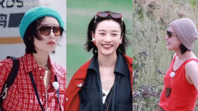 倪妮户外造型封神!3套红色点睛穿搭 松弛氛围感焊在身上