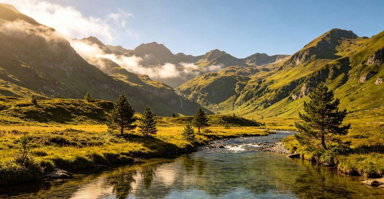登山徒步小队登顶观赏云海美景，下山后河滩玩水撸串欢乐不停歇
