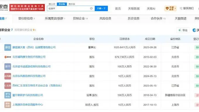 任泽平名下关联7家企业,部分担任董事长或持股