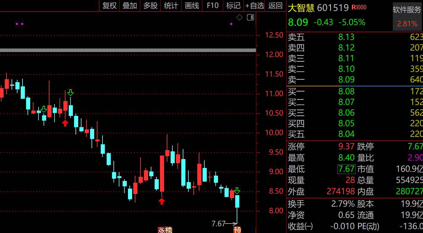 “牛市旗手”倒下，券商股普跌，大智慧一度闪崩跌停，业绩预告给市场泼了一盆冷水