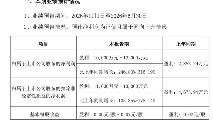 兴森科技:上半年归母净利润同比预增246.83%至316.19%