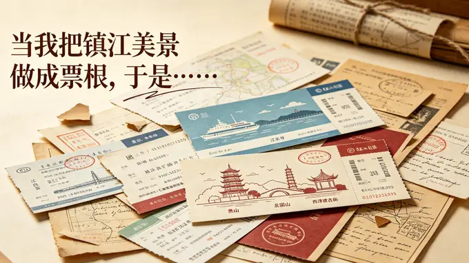 镇江江景藏进创意票根 北固山北固楼甘露寺焦山焕新玩法
