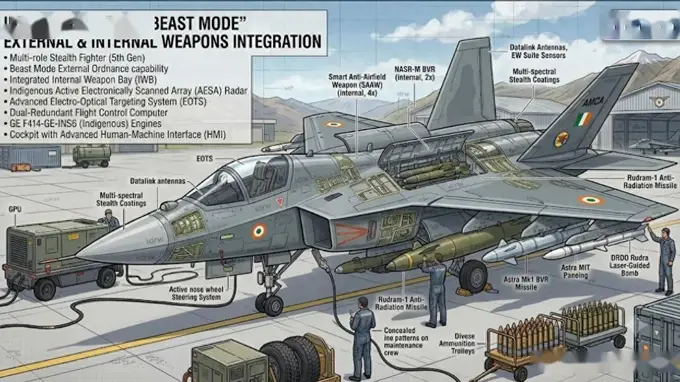 印度五代机将采用F-35野兽模式 内挂1.5吨外挂7吨14挂点全满